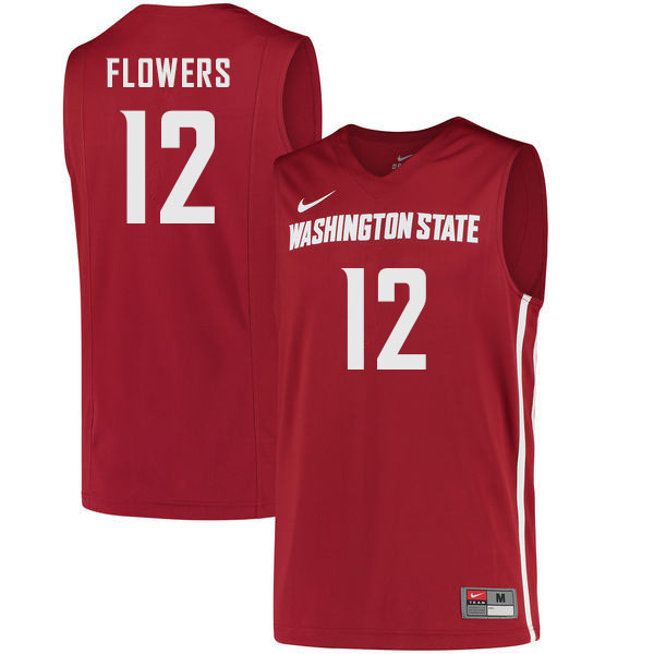 Washington State Cougars #12 Michael Flowers College Basketball Jerseys Sale-Crimson